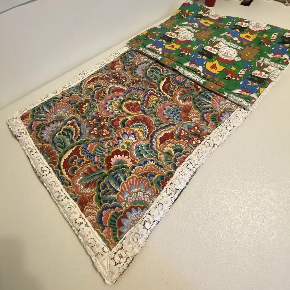 Vintage MCM CottageHome Christmas Quilted TableRunner 49x18